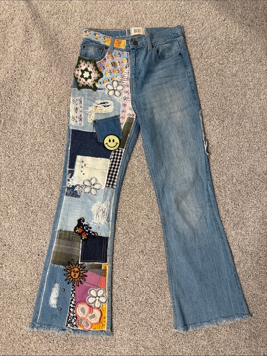 BDG Denim - BDG Women’s Patchwork Flare Jeans with Multicolor Embroidery